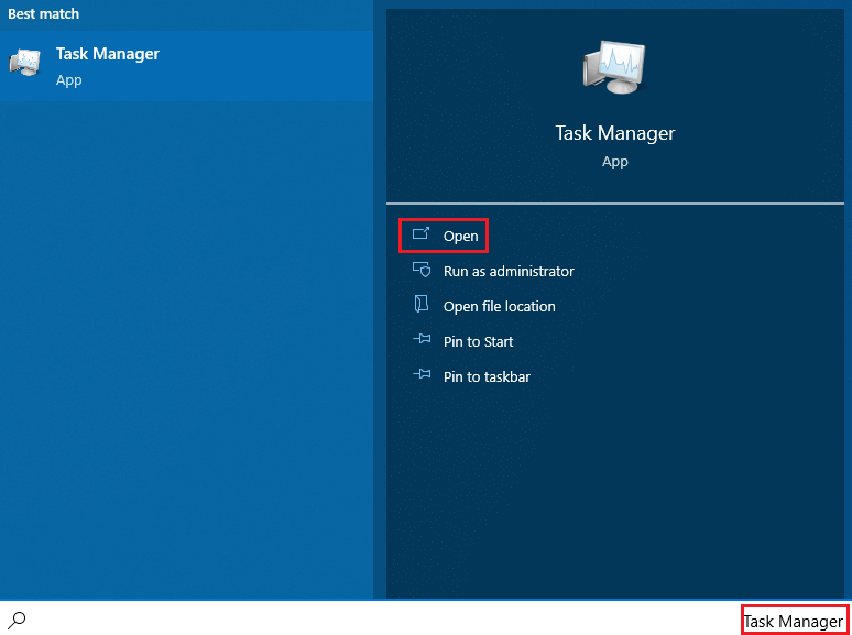Type Task Manager in the search bar.