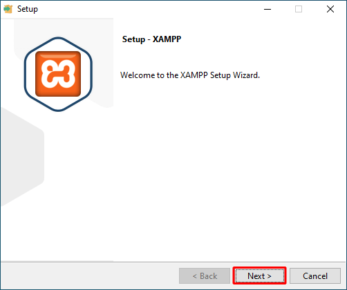XAMPP installation components selection screen