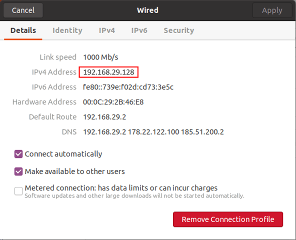 Access IP address in Ubuntu