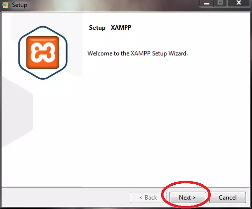 step one click to next to continue xampp setup