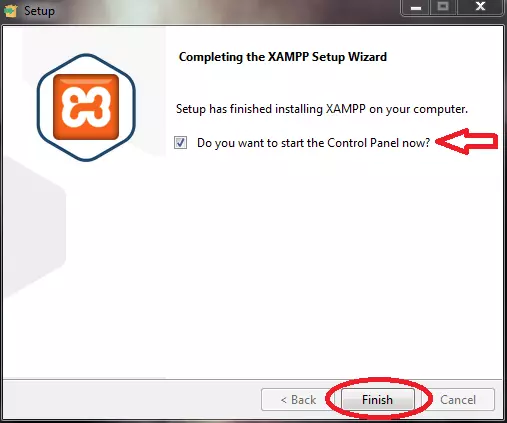 tik the option to open xampp control panel after installation