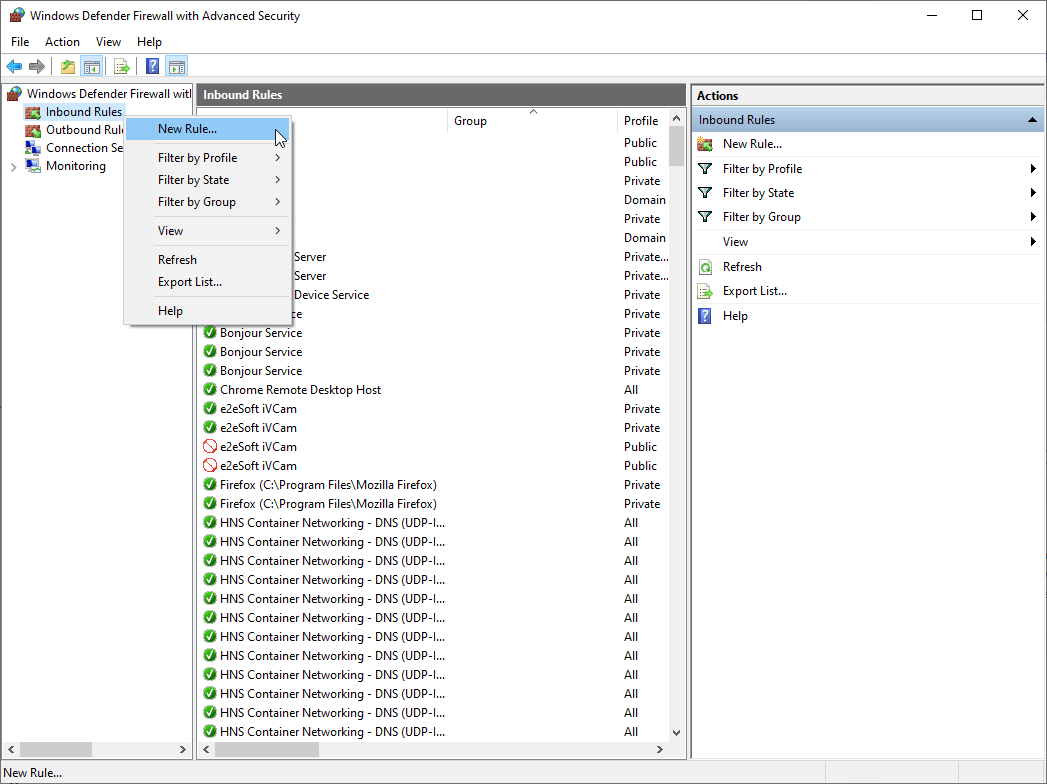 Windows Defender Firewall with Advanced Security