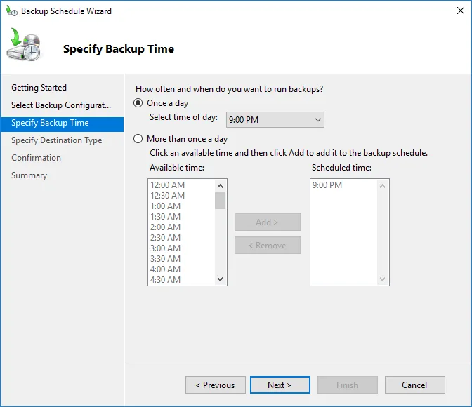 backup from Windows VPS (Specify Backup Time)
