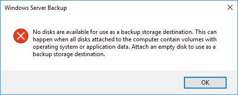 backup from Windows VPS (Error when selecting hard disk)