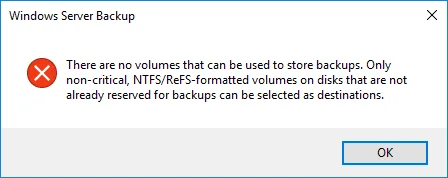 backup from Windows VPS (Error when selecting hard disk)