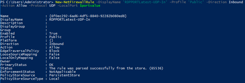 Add New RDP port on windows server firewall