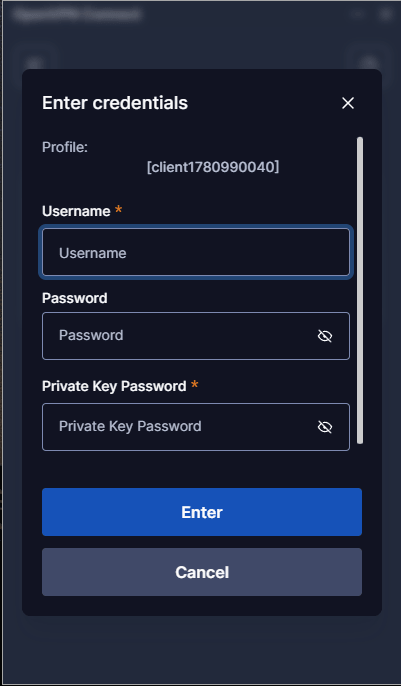 importing credentials for openvpn