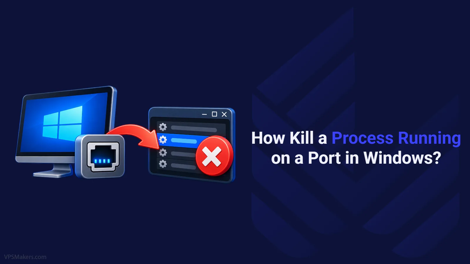 Kill a process running on a port in Windows