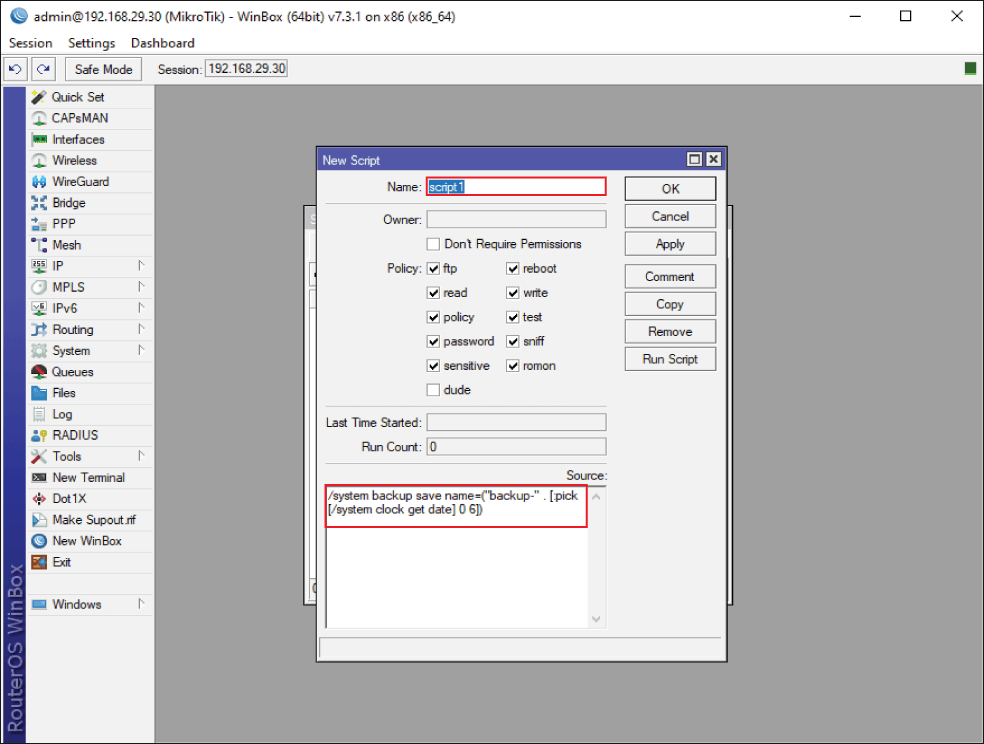 Automatic Backup MikroTik Configuration Using Winbox