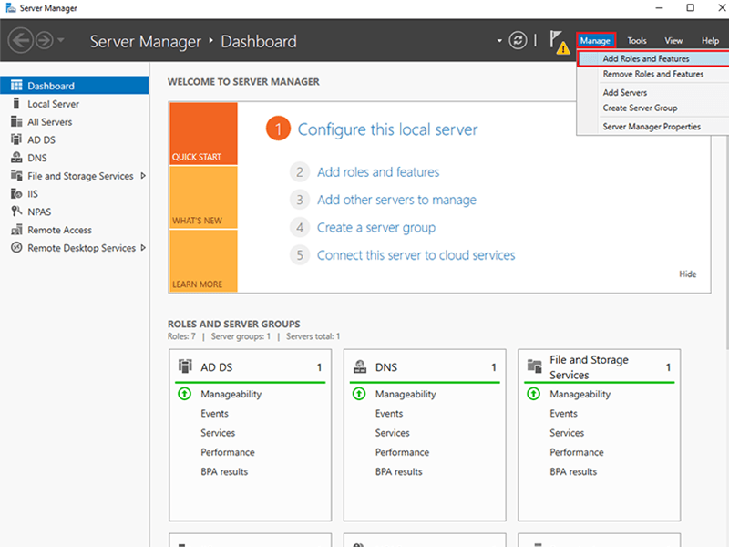 Add role and feature in windows server for ftp server
