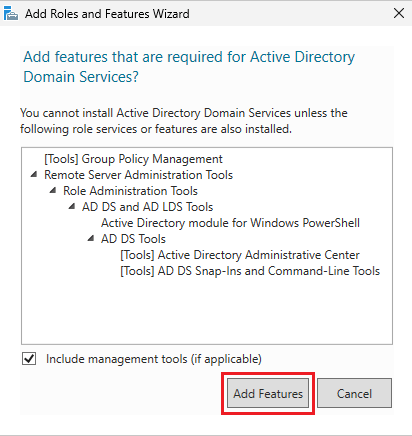 add features needed for active directory