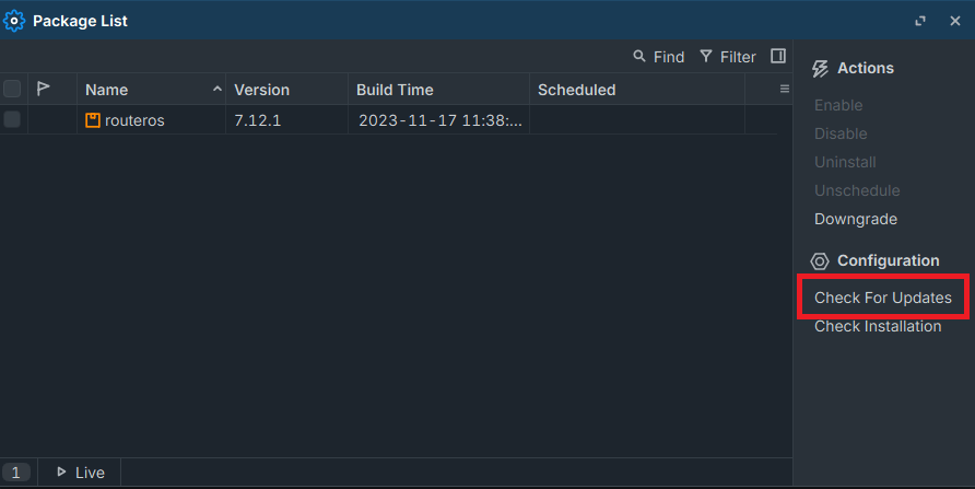 after opening packages tab in right side click on check for update