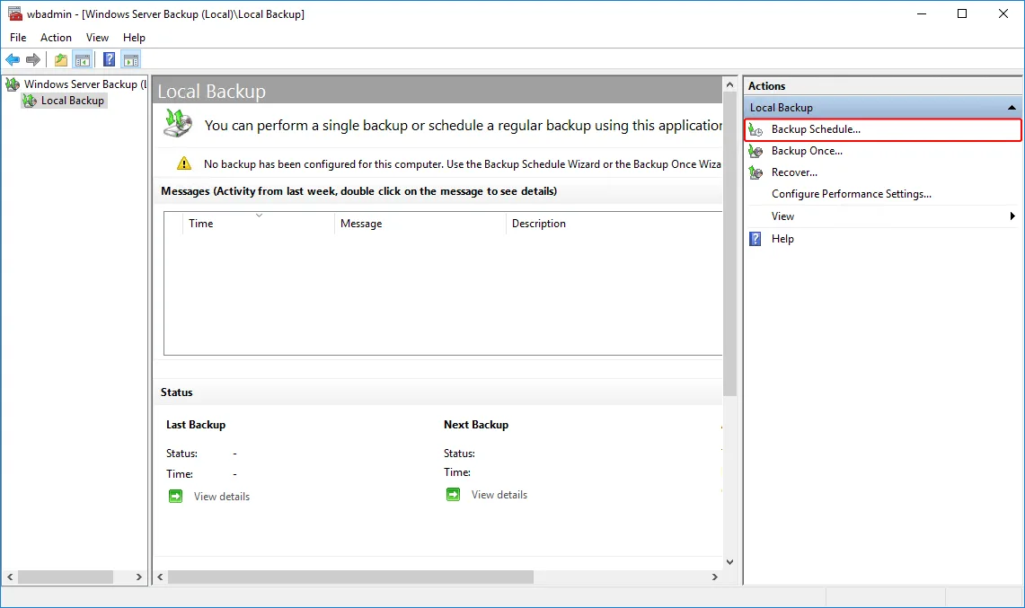 backup from Windows VPS (Backup Schedule)