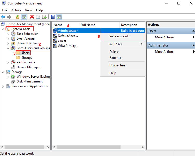 Computer Management user managing