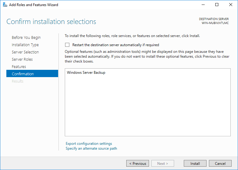backup from Windows VPS (Confirmation)
