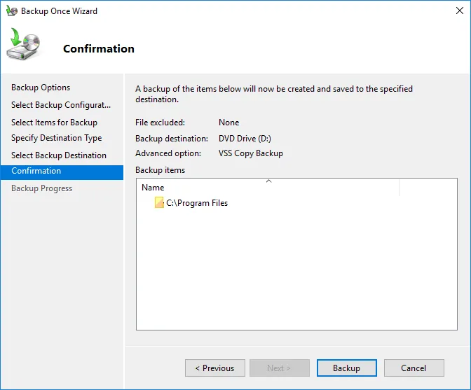 backup from Windows VPS (Confirmation)