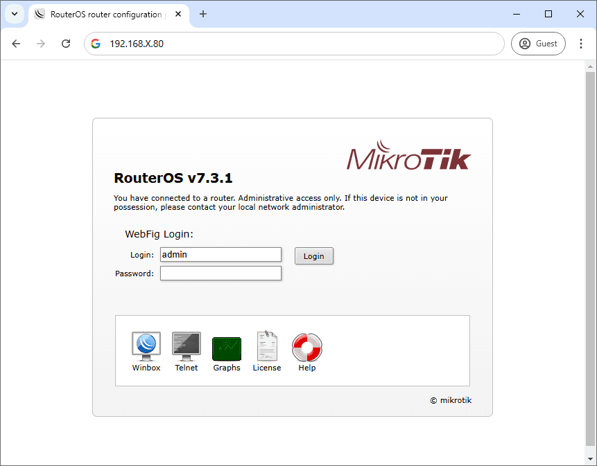 Connect Mikrotik VPS via Web