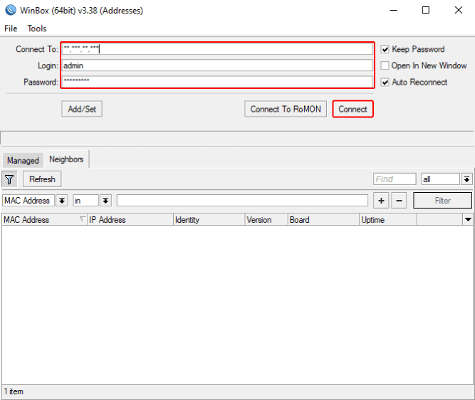 Connect to Mikrotik Router