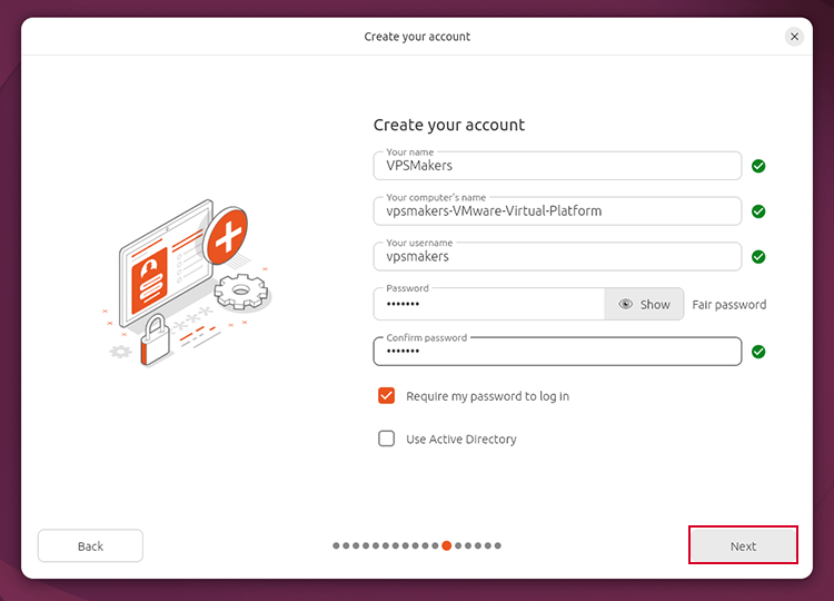 create user for ubuntu desktop login on vm