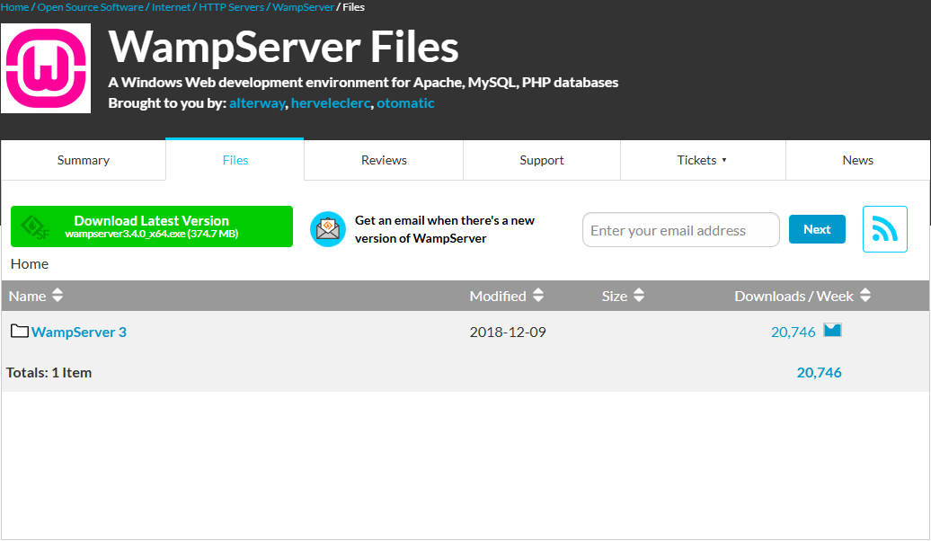Download the Installer WAMP Server