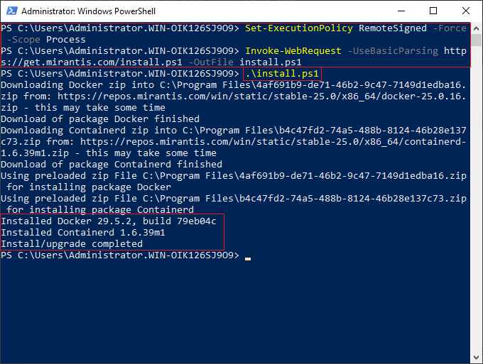 Install Mirantis Contaienr Runtime With Windows PowerSheel