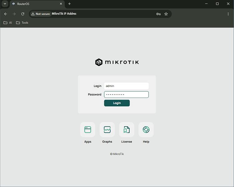 Login to MikroTik using WebFig