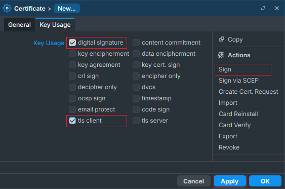 OpenVPN Client Certificate key Usage in MikroTIk