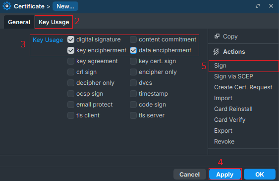 OpenVPN Server Certificate key usages in MikroTik