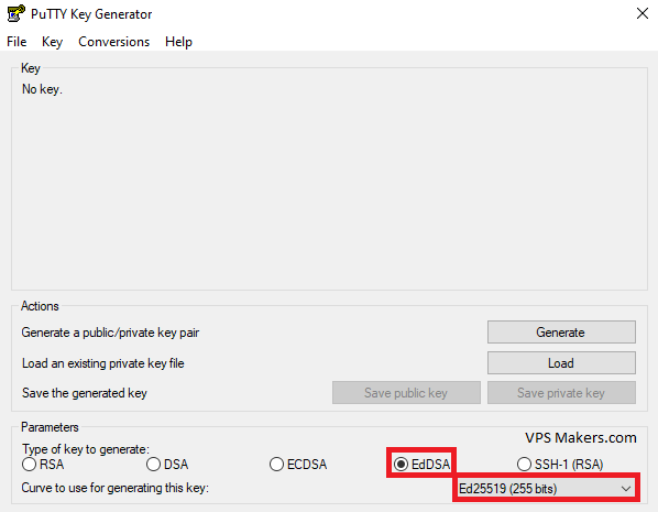 EdDSA, and for this purpose, select the Ed25519