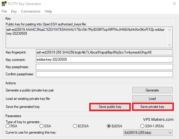 Save this key with the pub extension and the name mentioned in that algorithm