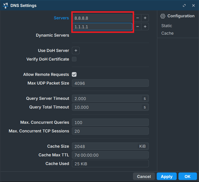 Setting DNS in Mikrotik