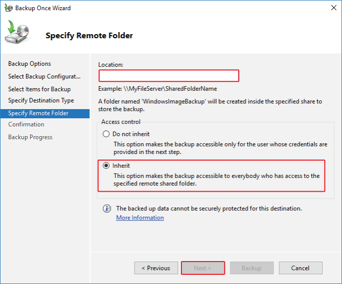 backup from Windows VPS (Specify Romot Folder)