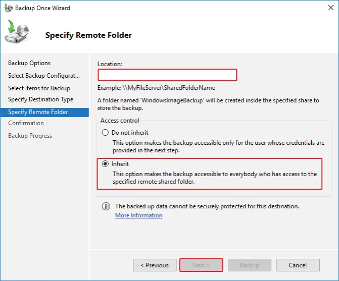 backup from Windows VPS (Specify Romot Folder)