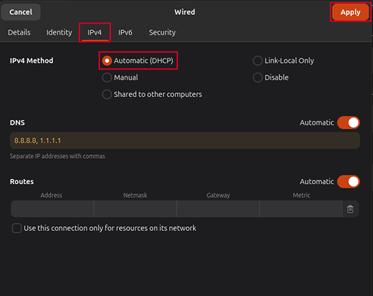 Ubuntu network configuration DHCP