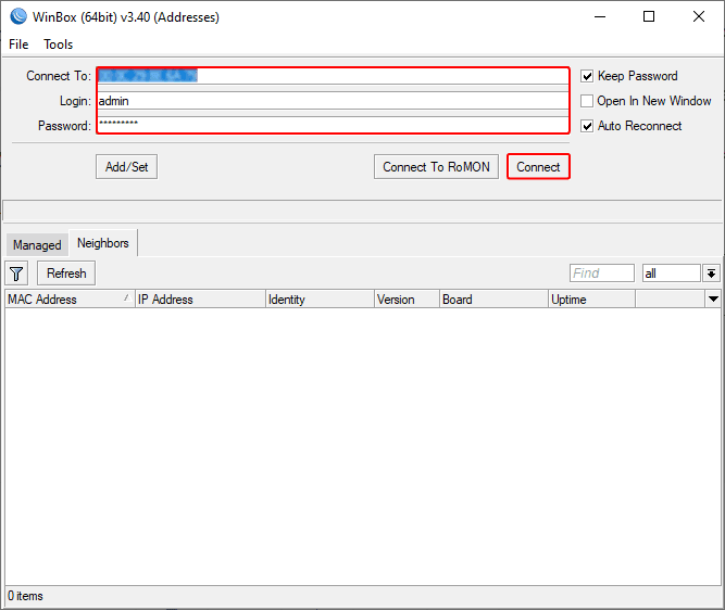 connection in Winbox