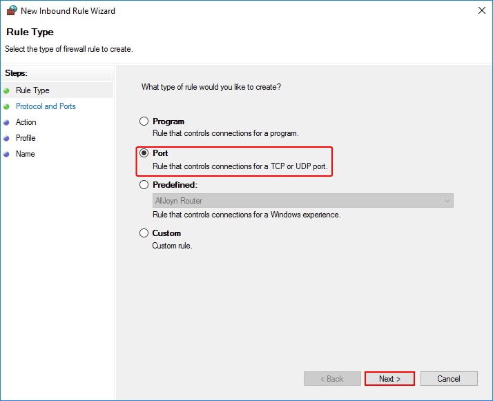 Choose the Rule Type