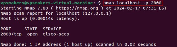 nmap localhost -p 2000