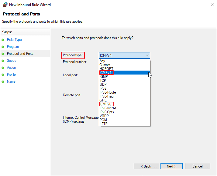 New Inbound Rule Wizard