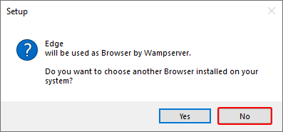 WampServer setup window