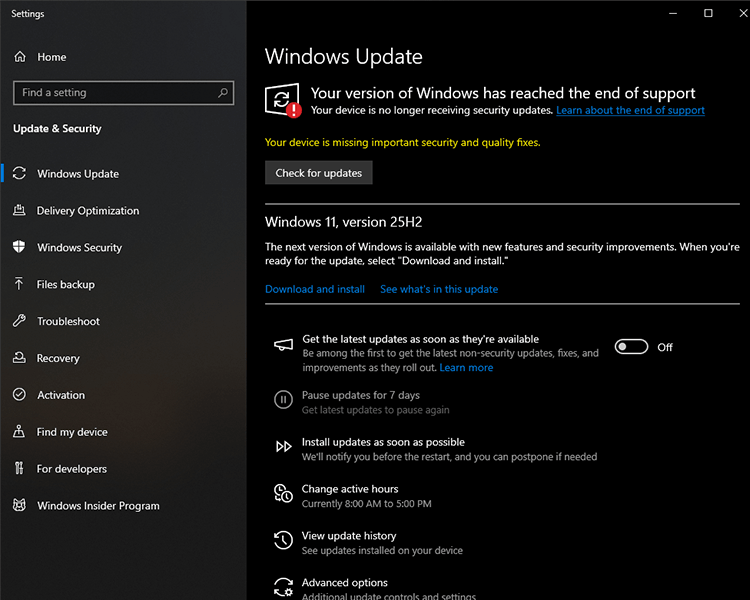 Windows 10 Update Error