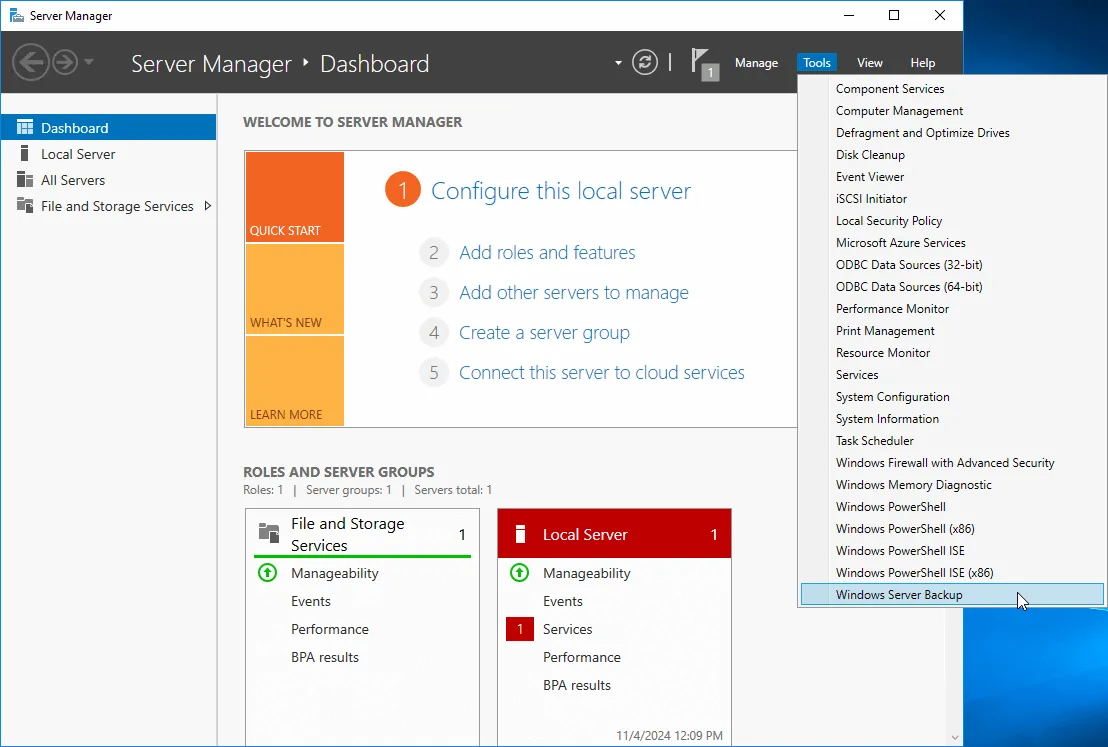 Windows server backup