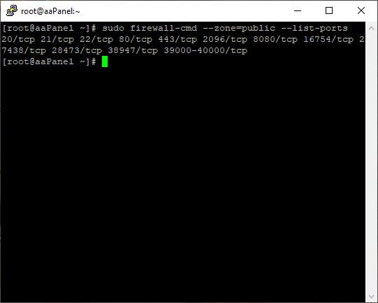 aapanel ports on firewall