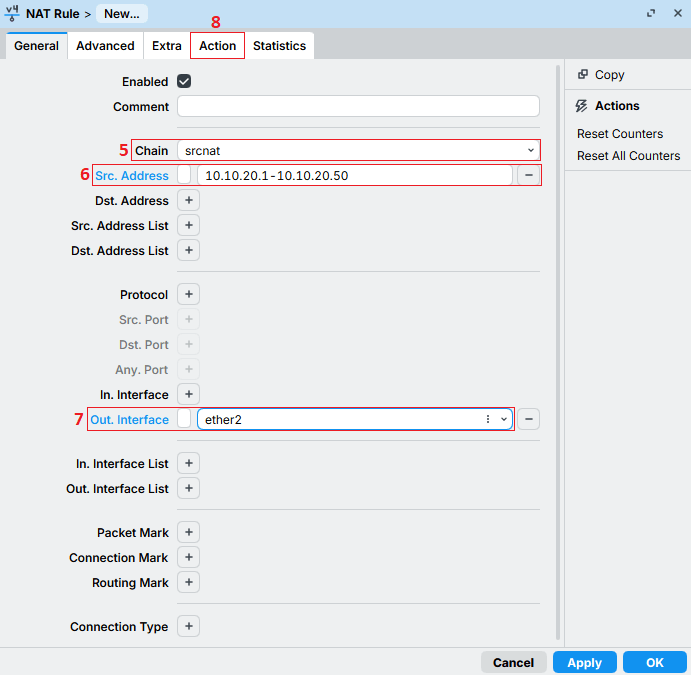 access to internet with nat rules on mikrotik for L2TP