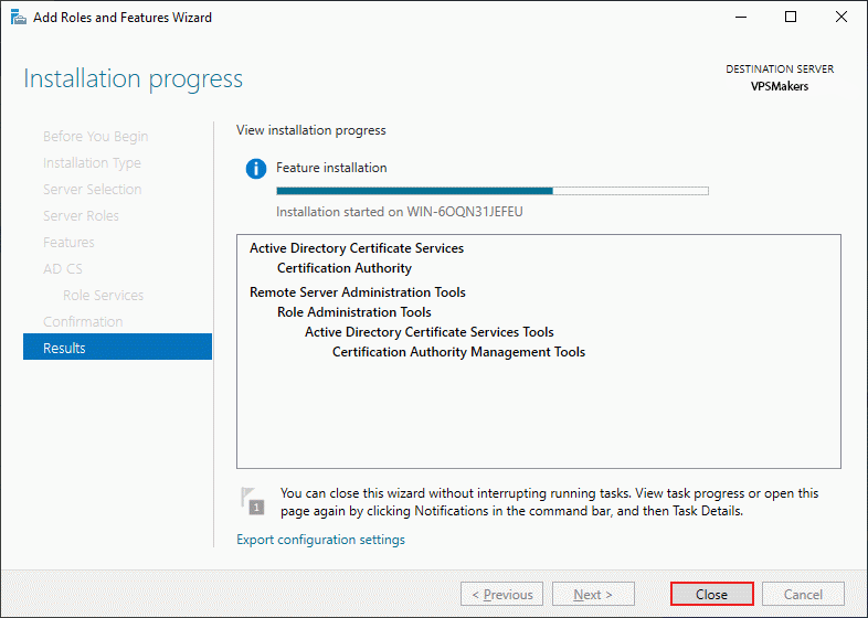 adcs installation proccess