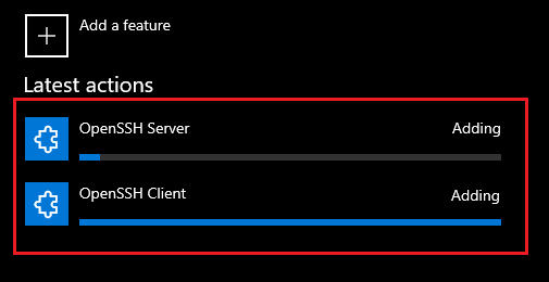 adding openssh server and openssh client on windows