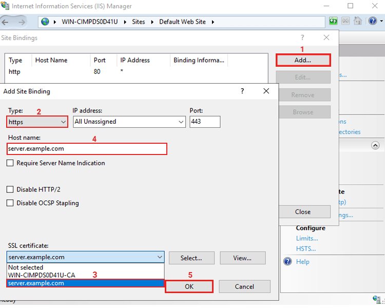 bind ssl certificate to IIS