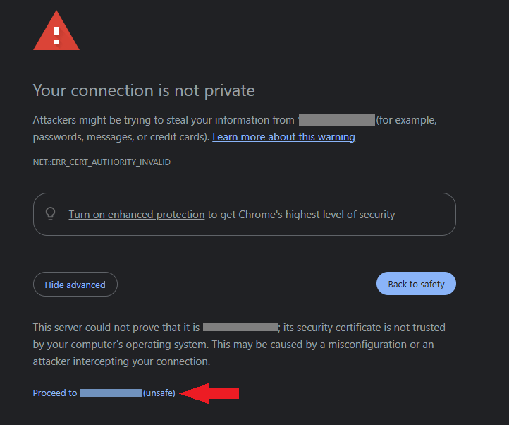 browser warning for ssl certificate