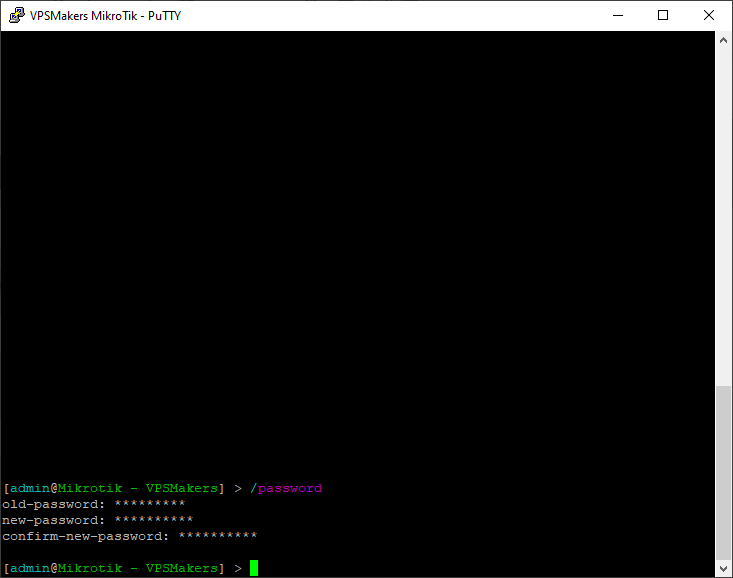 change own password in mikrotik cli