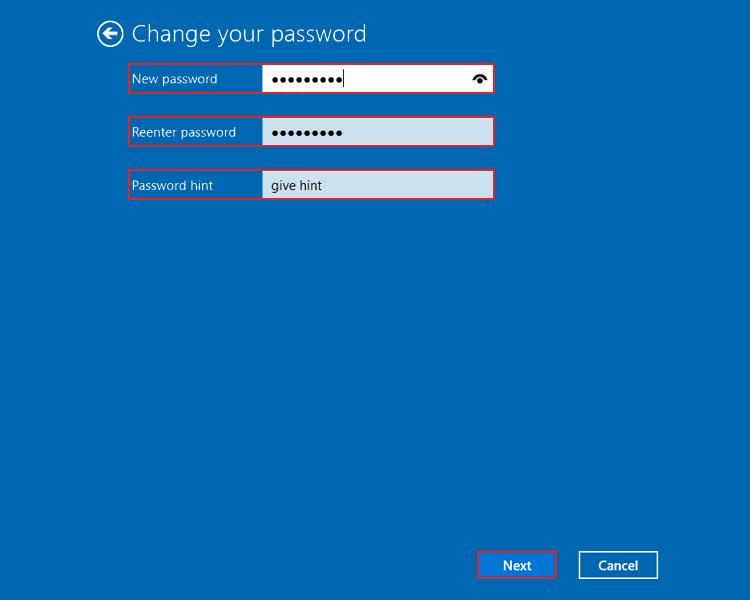 change windows vps password with windows settings