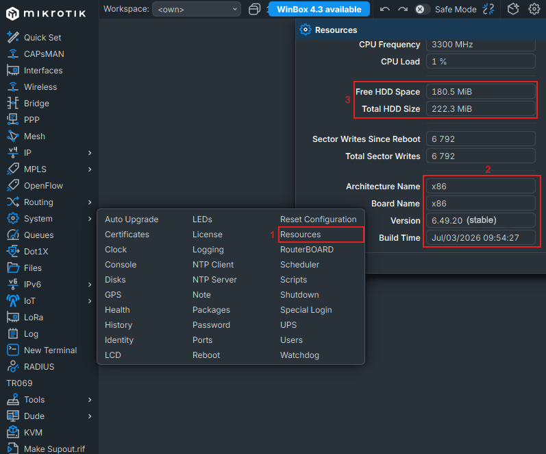 check RouterOS cpu architecture